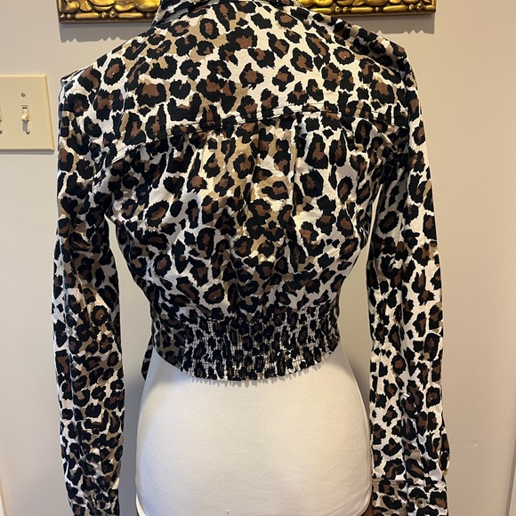 Free People animal print tie waist blouse size xs - Picture 2 of 7